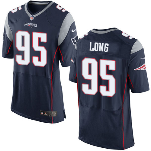 Men's Elite Chris Long Nike Jersey Navy Blue Home - #95 NFL New England Patriots